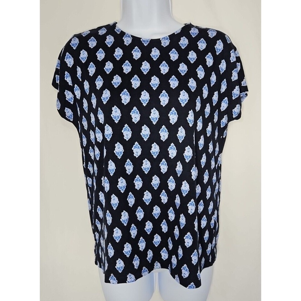 Workshop Republic Juniors Lightweight Blue Floral Pullover T-Shirt‎ Size XS
